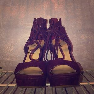 Purple Suede Guess Wedges